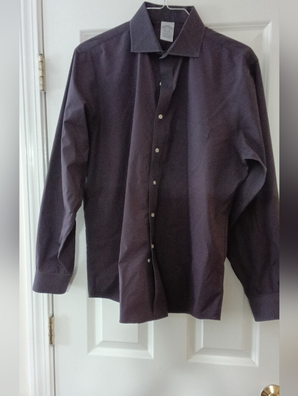 BROOKS BROTHERS REGENT FIT Men's Dark Plum Micro-Pattern Dress Shirt SZ 16.5-35
